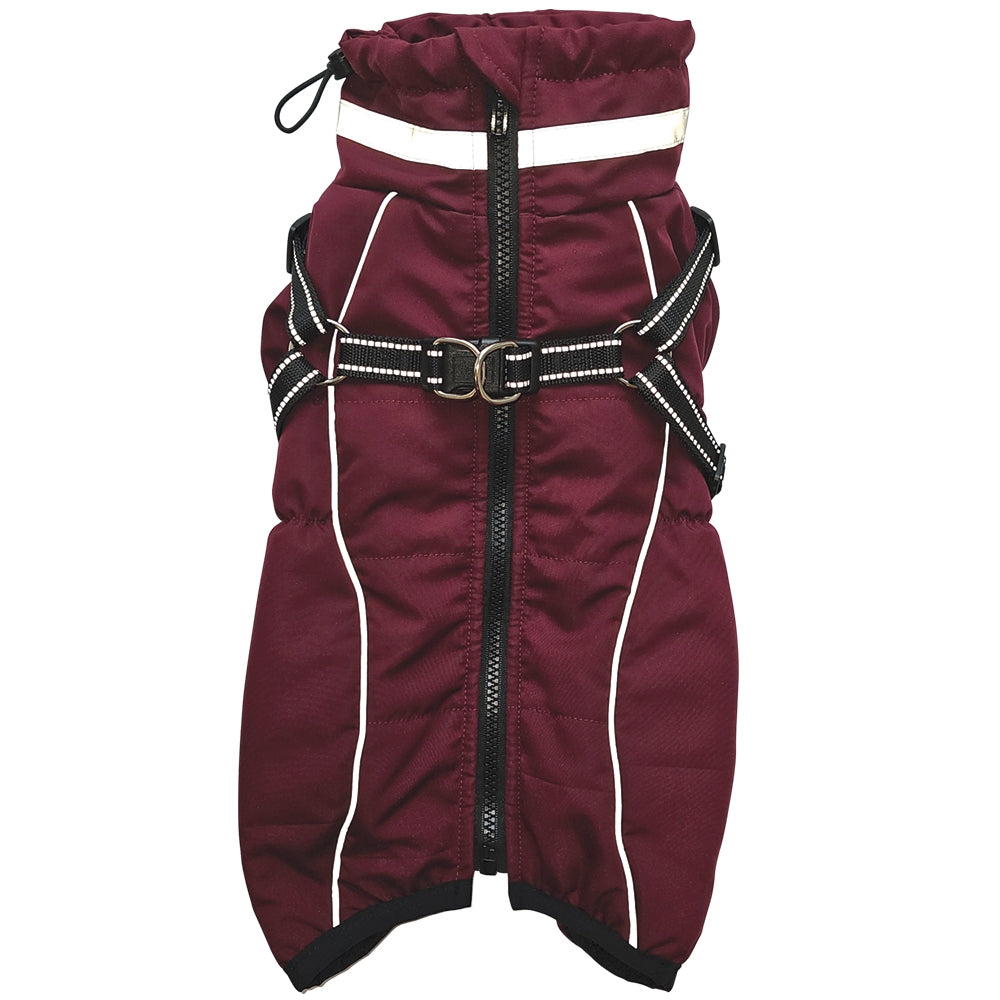 ELOR 2in1 Coat, Galli með beisli Vínrauður (st. 20-65 cm)