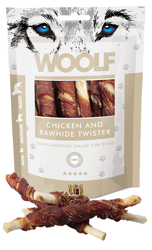 WOOLF - Chicken and Rawhide Twister, nagbein 100gr