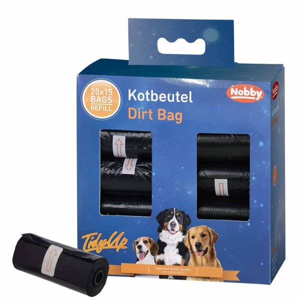 Kúkapokar TIDY UP 300stk (20 x 15 stk) svartir