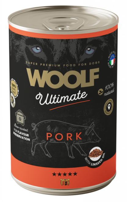 WOOLF Ultimate CANNED DOGFOOD - Pork with Linseed Oil 400gr
