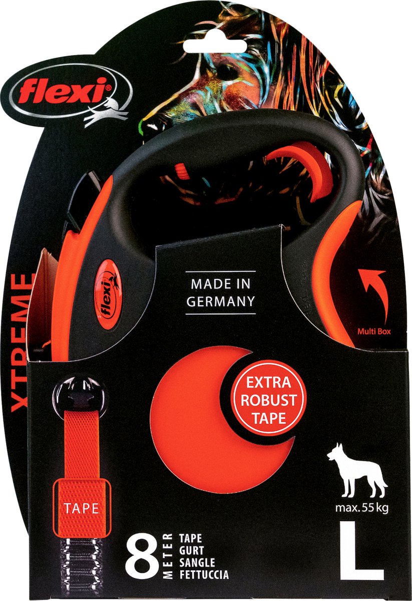FLEXI-taumur Xtreme tape 8metra Large black/orange