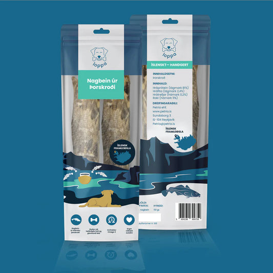 Loppa - Nagbein úr þorskroði, Stór, 2stk/pk