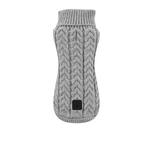 GRAY BRAID KNITTED SWEATER, Grá kaðla peysa (ýmsar stærðir)