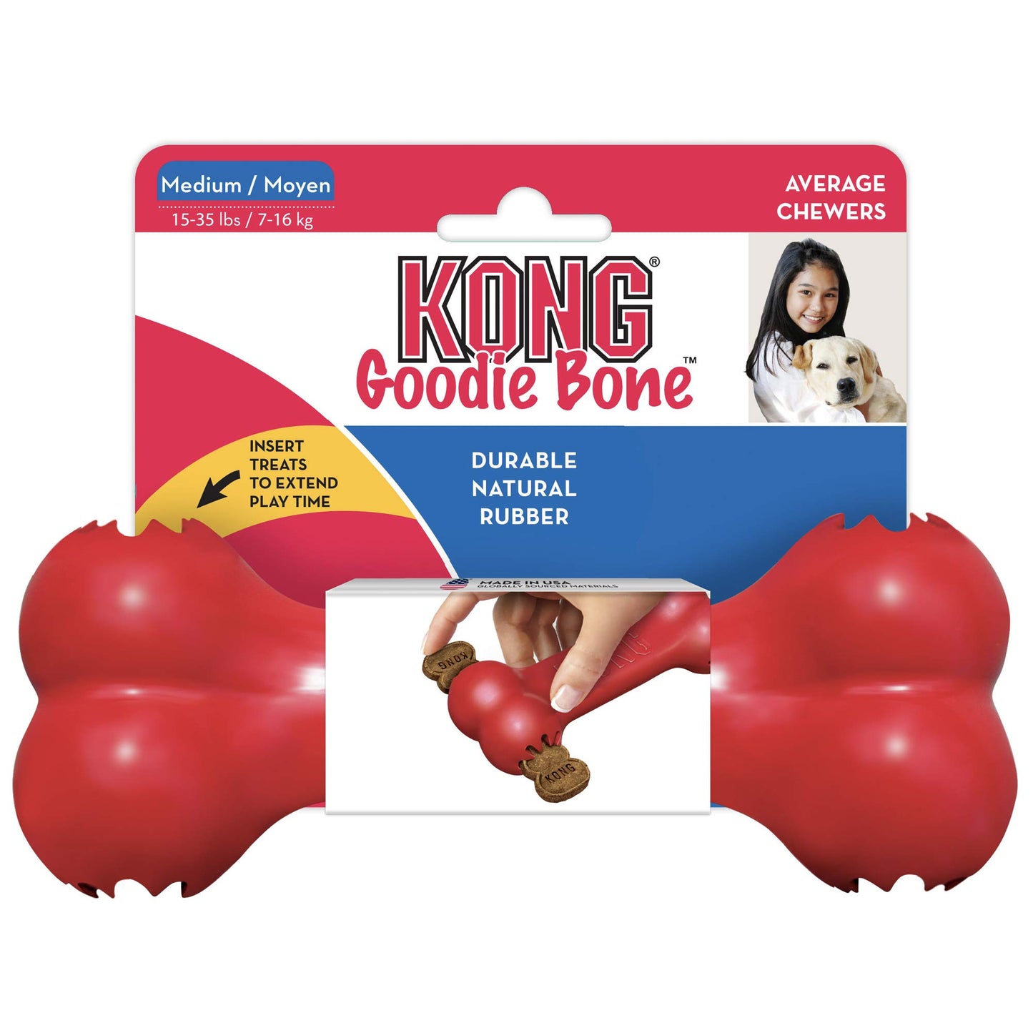 KONG Goodie Bone Red - 2 stærðir