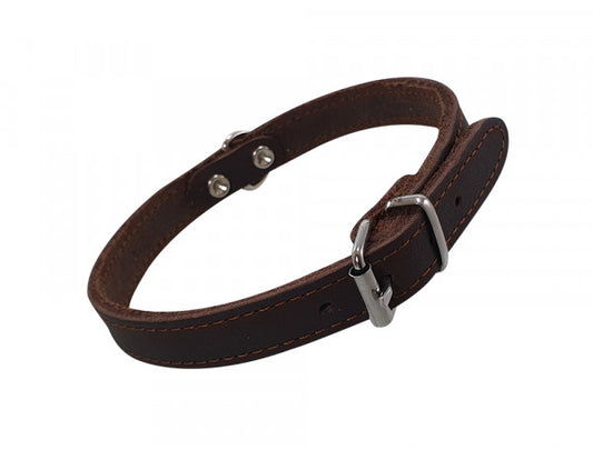 Nobby "TABIL" Leður hálsól, brúnn (5 stærðir)