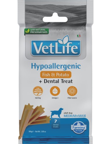 VET LIFE DENTAL Nagstangir, HYPOALLERGENIC medium/large, 7 stk