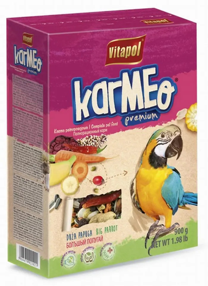 VITAPOL Karmeo Premium páfagaukafóður / stór fugla fóður 900gr